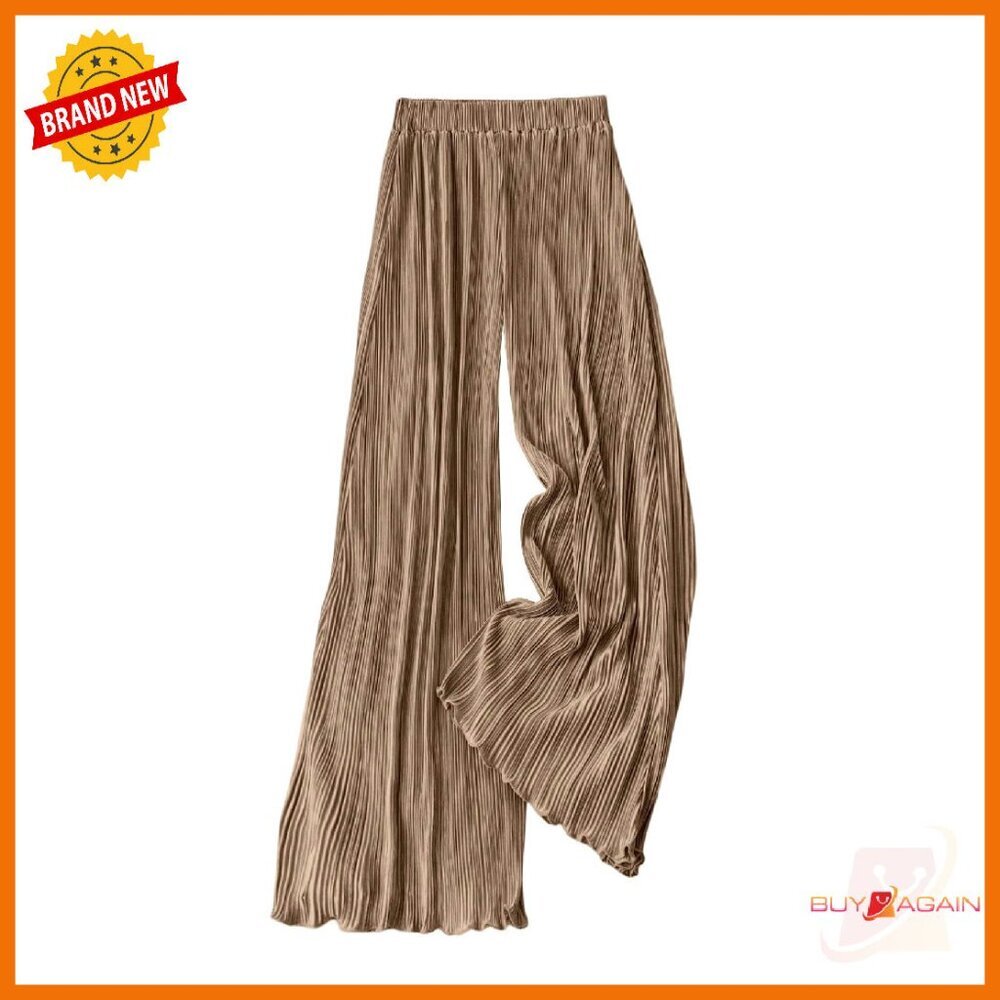 Women's Flowy Pleated Palazzo Pants High Waist Wide Leg Business Casual